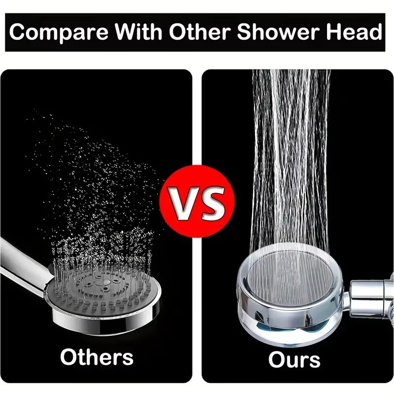 High-Pressure Shower Heads, Handheld Turbo Fan Shower, Hydro Jet Shower Head Kit with 1 Filters and Pause Switch, Water Softener