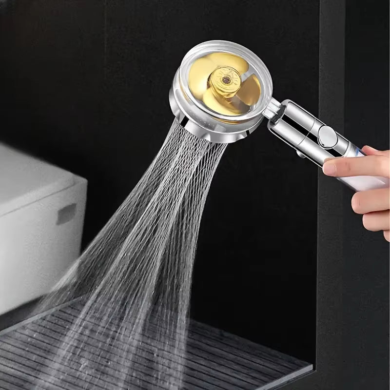 High-Pressure Shower Heads, Handheld Turbo Fan Shower, Hydro Jet Shower Head Kit with 1 Filters and Pause Switch, Water Softener
