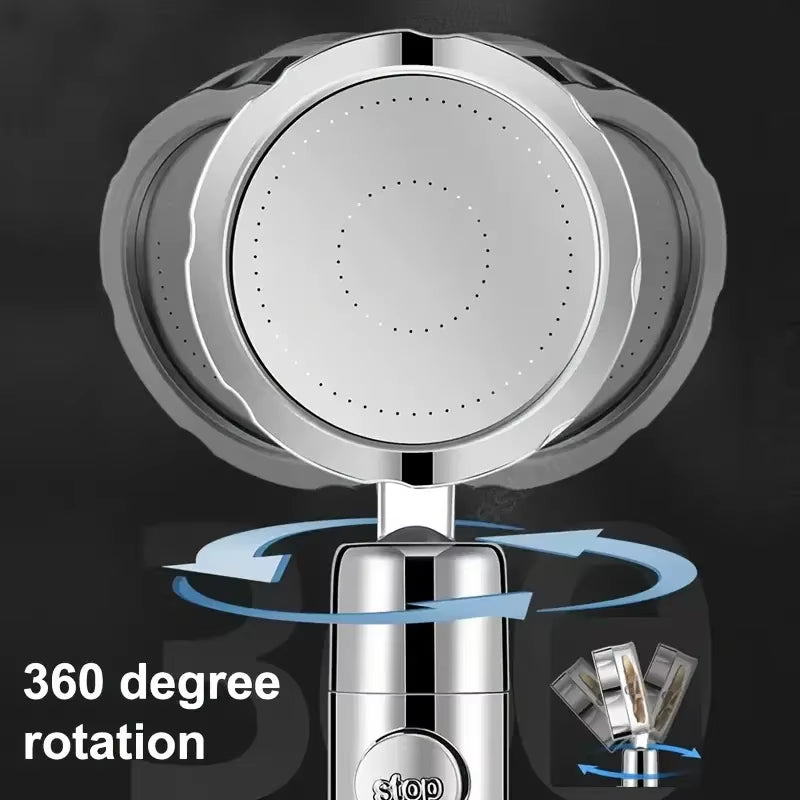 High-Pressure Shower Heads, Handheld Turbo Fan Shower, Hydro Jet Shower Head Kit with 1 Filters and Pause Switch, Water Softener